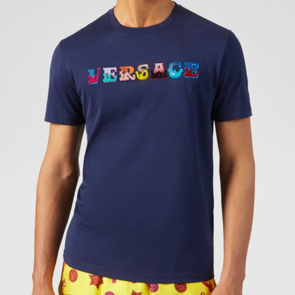 Brand New Versace Men’s Embroidered Logo T-shirt - Picture 3 of 6